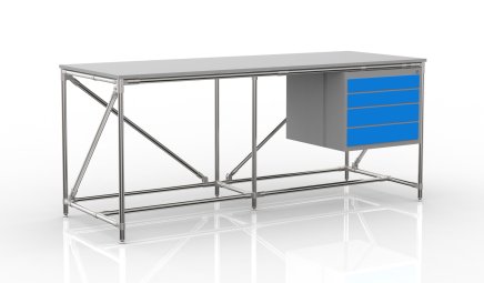 Werkbank mit Container mit vier Schubladen Breite 2000 mm, 240405316 - 4