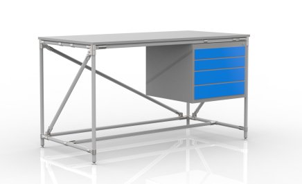 Werkbank mit Container mit vier Schubladen Breite 1200 mm, 240405310 - 1
