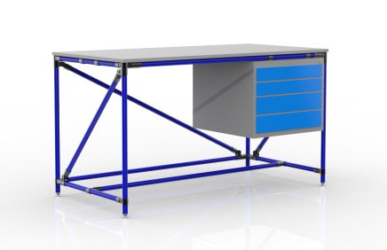 Werkbank mit Container mit vier Schubladen Breite 1200 mm, 240405310 - 3