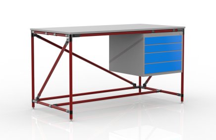 Werkbank mit Container mit vier Schubladen Breite 1200 mm, 240405310 - 2