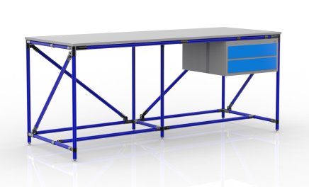 Werkbank mit Container mit zwei Schubladen Breite 2000 mm, 240405314 - 3