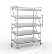 Regalwagen für Behälter mit schrägen Regalböden, Breite 1300 mm, SP13050