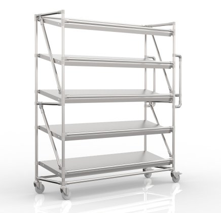 Regalwagen für Behälter mit schrägen Regalböden, Breite 1500 mm, SP15040 (3 Modelle) - 4