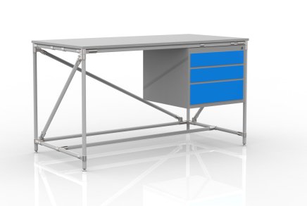 Werkbank mit Container mit drei Schubladen Breite 1500 mm, 24040539 - 1