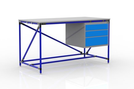Werkbank mit Container mit drei Schubladen Breite 1500 mm, 24040539 - 3