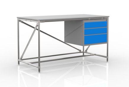 Werkbank mit Container mit drei Schubladen Breite 1500 mm, 24040539 - 4