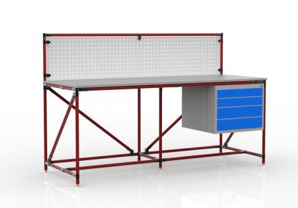 Werkbank mit Lochplatte 240408310, Breite 2000 mm - 2