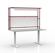 Elektrisch höhenverstellbarer Tisch mit Aufsatz und Lochblechpaneel 24031130 - 2