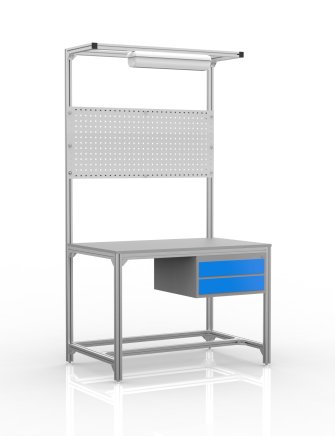 Werkbank aus Aluminiumprofilen, 2 Schubladen (verschiedene Varianten) - 1