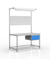 Werkbank aus Aluminiumprofilen, 2 Schubladen (verschiedene Varianten)