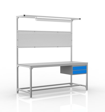 Werkbank aus Aluminiumprofilen, 2 Schubladen (verschiedene Varianten) - 1