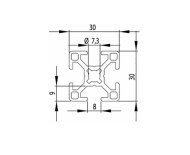 Aluprofil 30 x 30, MI30x30 B8 1 m + Zuschnitt nach Maß - 2