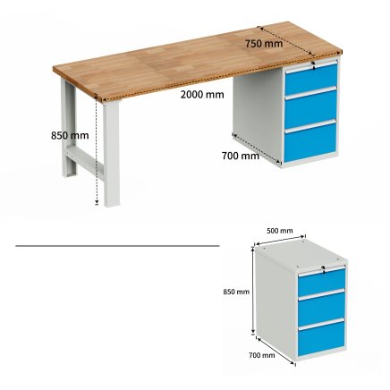 Werkbank mit Schubladenschrank HD_01_203 - 6