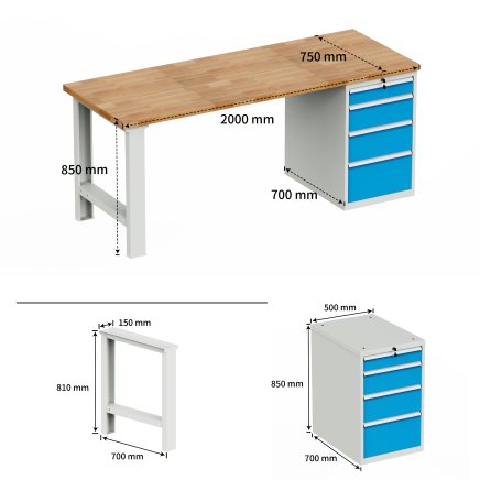 Werkbank mit Schubladenschrank HD_01_204 - 6