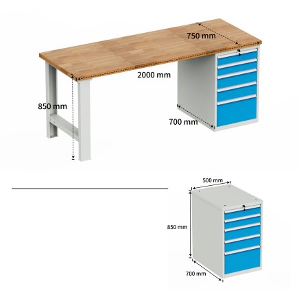 Werkbank mit Schubladenschrank HD_01_205 - 6