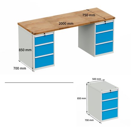 Werkbank mit Schubladenschrank HD_2033 - 5
