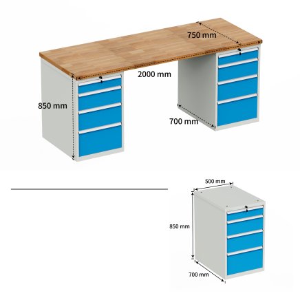 Werkbank mit Schubladenschrank HD_2044 - 5