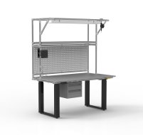 ESD Arbeitstisch, elektrisch höhenverstellbar, mit Aufsatz