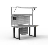 ESD Arbeitstisch, elektrisch höhenverstellbar, mit Aufsatz