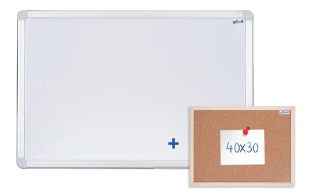 Magnettafel, einteilig, Aluminiumrahmen 60 x 45 cm + Kork-Pinnwand 30 x 30 cm - 1