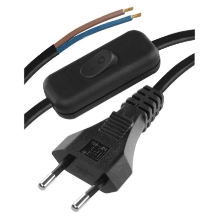 Netzkabel mit Schalter 2 m (2×0,75 mm²) – schwarz - 1