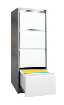 Hängeregistraturschrank HD, 4 Schubläden, Format DIN A4 grauweiß - 1