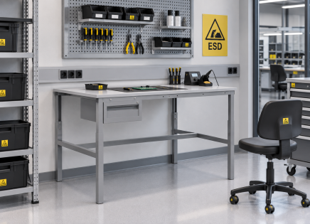 Antistatischer höhenverstellbarer Tisch Enprag SPESD, 1500 × 700 mm - 2