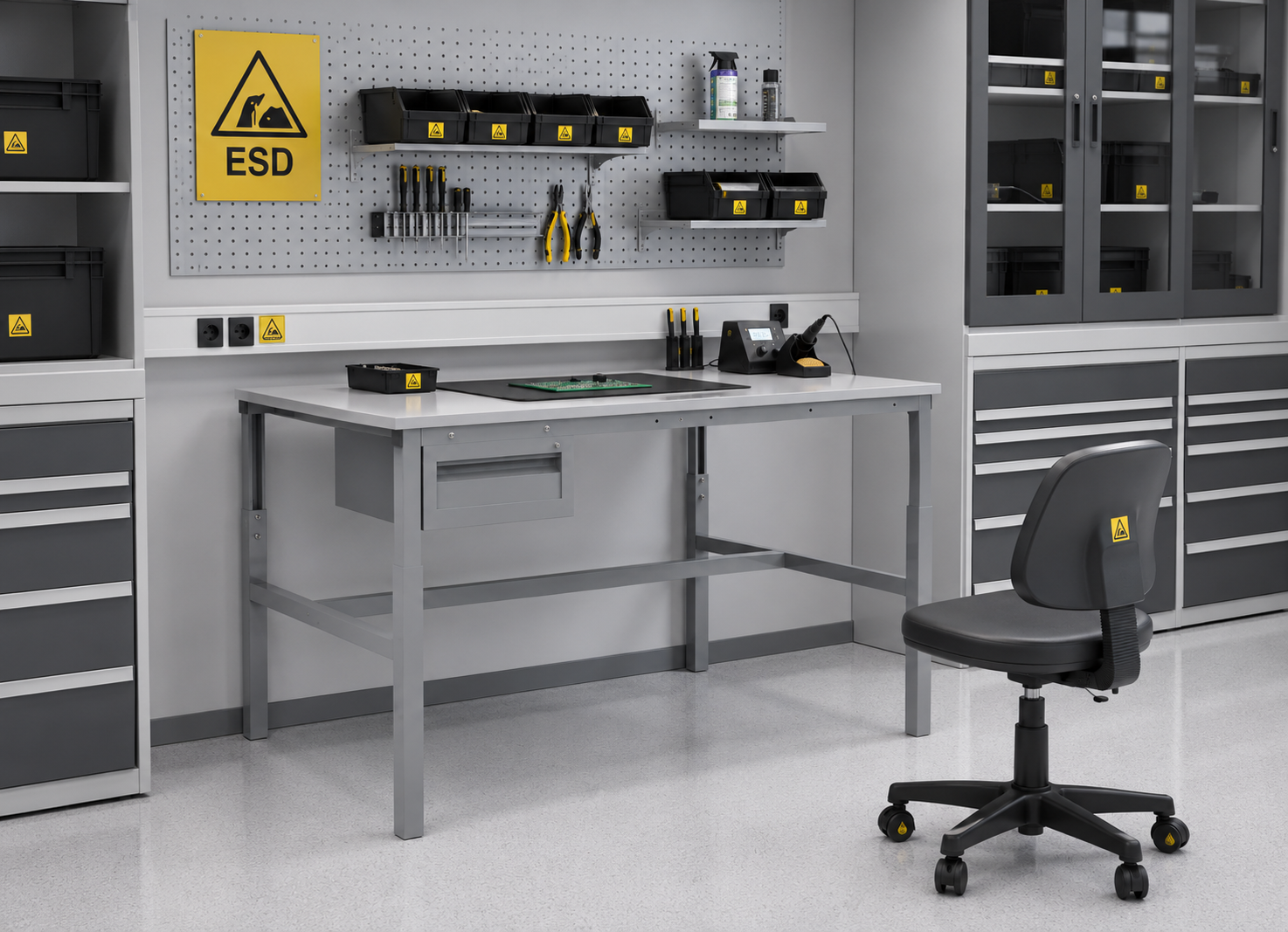 Antistatischer höhenverstellbarer Tisch Enprag SPESD, 1500 × 900 mm - 2