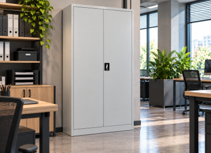 Metall-Flügeltürenschrank mit Fachböden Enprag JF-C01, Grau - 5