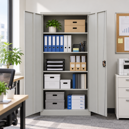 Metall-Flügeltürenschrank mit Fachböden Enprag JF-C01, Grau - 6