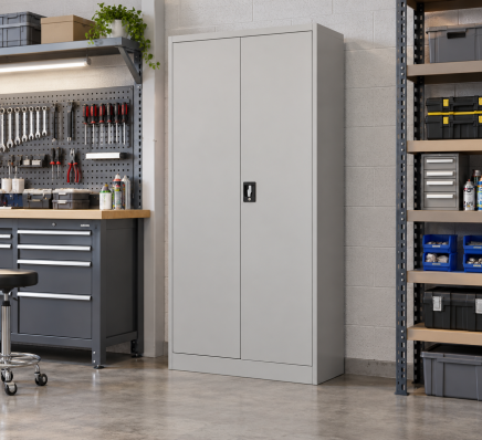 Metall-Flügeltürenschrank mit Fachböden Enprag JF-C01, Weiß - 10