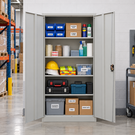 Metall-Flügeltürenschrank mit Fachböden Enprag JF-C01, Weiß - 11