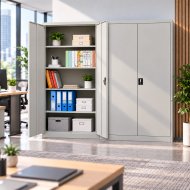 Metall-Flügeltürenschrank mit Fachböden Enprag JF-C01, Grau - 12