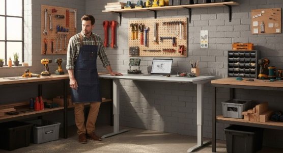 Höhenverstellbare Werkbänke mit Laminat-Arbeitsplatte