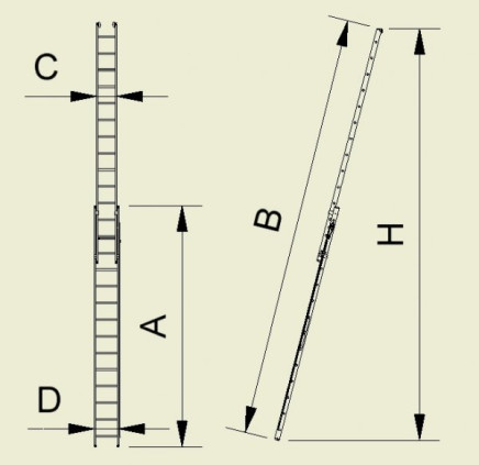 Seilzugleiter Forte, 2-teilig, Breite 412 mm (4 Modelle) - 2