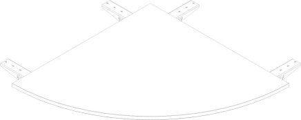 Viertelkugelförmiges Verbindungselement für Tische Stb Comfort der Tiefe 800 mm