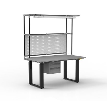 ESD Elektrisch höhenverstellbarer Arbeitstisch mit Aufsatz