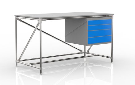 Werkbank mit Container mit vier Schubladen Breite 1200 mm, 240405310 - 4