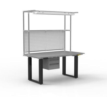 ESD Elektrisch höhenverstellbarer Arbeitstisch mit Aufsatz