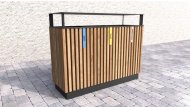 Mülleimer 3-fach, Lamela II, mit Dach