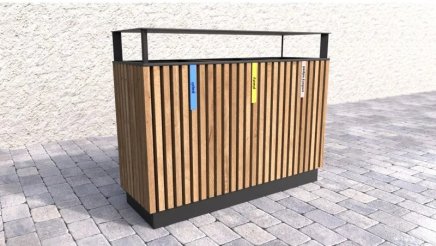 Mülleimer 3-fach, Lamela II, mit Dach