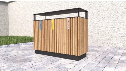 Mülleimer 3-fach, Lamela II, mit Dach - 3