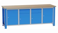 Werkbank mit Unterbau-Container und Schubladenschränken SD42122