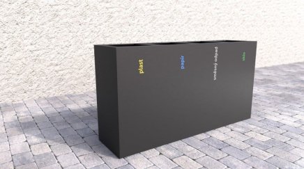 Mülleimer 3-fach Steel III, für Außenbereich - 2