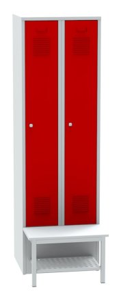 Garderobenschrank mit vorgebauter Sitzbank und mit Schuhrost SALP32_B