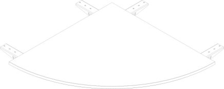 Viertelkugelförmiges Verbindungselement für Tische Stb Comfort der Tiefe 600 mm