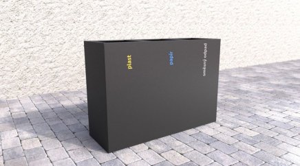 Mülleimer 3-fach Steel, für Außenbereich - 3