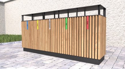 Mülleimer 5-fach, Lamela VI, mit Dach - 2