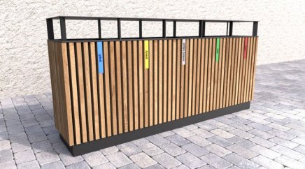 Mülleimer 5-fach, Lamela VI, mit Dach - 3