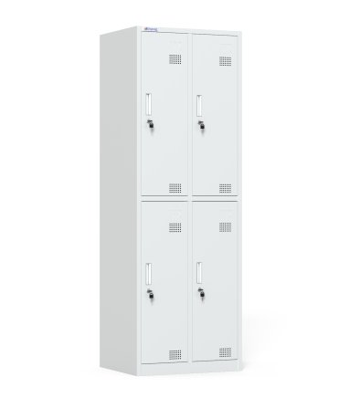 Vierteiliger Metallkleiderschrank mit Zylinderschloss